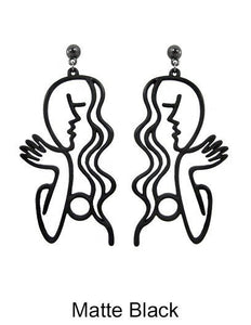Picasso Face Girl Before a Mirror  Design Drop Dangle Post Earrings