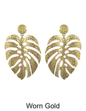 Load image into Gallery viewer, Monstera earrings Tropical plant Leaf earring Nature inspired floral leaves Post earrings