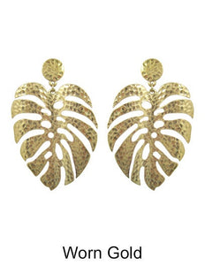 Monstera earrings Tropical plant Leaf earring Nature inspired floral leaves Post earrings