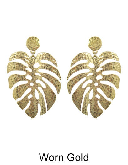 Monstera earrings Tropical plant Leaf earring Nature inspired floral leaves Post earrings