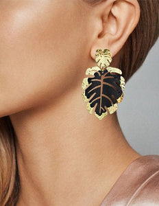 Monstera earrings Tropical plant Leaf earring Nature inspired floral leaves Post earrings