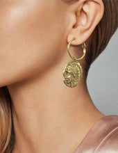 Load image into Gallery viewer, Roman, Coin style, Face, Coin, hoop earrings