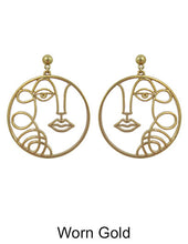 Load image into Gallery viewer, Picasso Face Self Portrait Design Drop Dangle Post Earrings