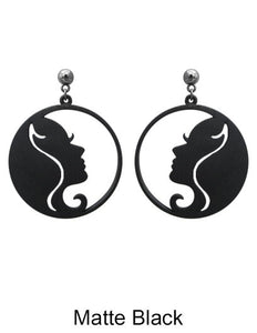 Picasso earring, Face Beautiful Lady Abstract  Design Drop Dangle Post Earrings