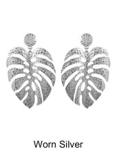 Load image into Gallery viewer, Monstera earrings Tropical plant Leaf earring Nature inspired floral leaves Post earrings