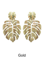 Load image into Gallery viewer, Monstera earrings Tropical plant Leaf earring Nature inspired floral leaves Post earrings