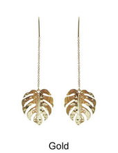 Load image into Gallery viewer, Monstera earrings Tropical plant Leaf earring Nature inspired floral leaves Long drop earrings