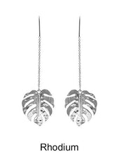 Load image into Gallery viewer, Monstera earrings Tropical plant Leaf earring Nature inspired floral leaves Long drop earrings