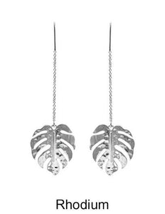 Monstera earrings Tropical plant Leaf earring Nature inspired floral leaves Long drop earrings