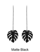 Load image into Gallery viewer, Monstera earrings Tropical plant Leaf earring Nature inspired floral leaves Long drop earrings