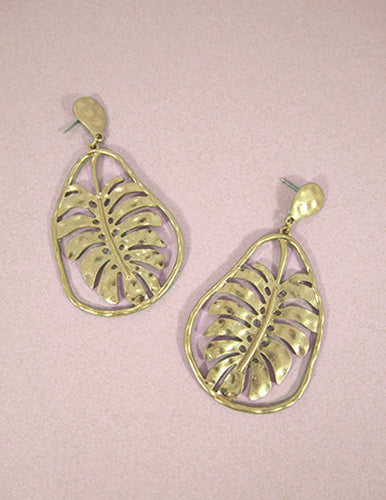 Monstera earrings Tropical plant Leaf earring Nature inspired floral leaves Post earrings