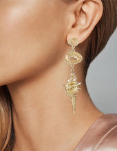 Load image into Gallery viewer, Abstract Metal Conch Shell Dangle Drop Post Earrings