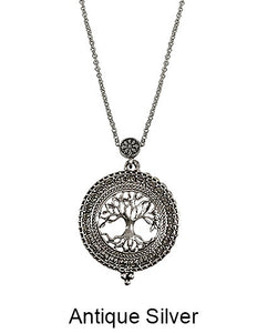 Tree of Life 6 Times Magnifier Magnifying Glass Top Sliding Magnet Pendant Necklace, 30 inch plus 3 inch