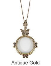 Load image into Gallery viewer, Butterfly  6 Times Magnifier Magnifying Glass Pendant Necklace, 30&quot; plus 3&quot;