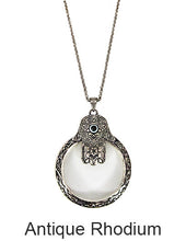 Load image into Gallery viewer, Hamsa  6 Times Magnifier Magnifying Glass Pendant Necklace, 30&quot; plus 3&quot;