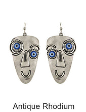 Load image into Gallery viewer, Picasso Face Evil Eye Color Stone Drop Dangle Hook Earrings