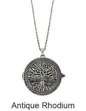 Load image into Gallery viewer, Tree of Life with Abalone  6 Times Magnifier Magnifying Glass Top Sliding Magnet Pendent Necklace, 30 inch plus 3 inch