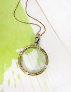 Plain 6 Times Magnifier Magnifying Glass Pendant Necklace, 30" plus 3"