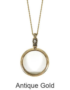 Plain 6 Times Magnifier Magnifying Glass Pendant Necklace, 30" plus 3"