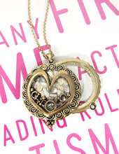 Load image into Gallery viewer, Loving Heart with Abalone  6 Times Magnifier Magnifying Glass Top Sliding Magnet Pendent Necklace, 30 inch plus 3 inch