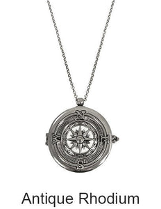 Compass 6 Times Magnifier Magnifying Glass Top Sliding Magnet Pendant Necklace, 30 inch plus 3 inch