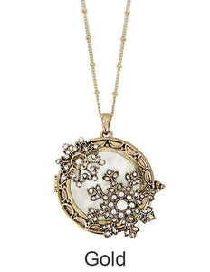 Snowflake 6 Times Magnifier Magnifying Glass Top Sliding Magnet Pendant Necklace, 30 inch plus 3 inch