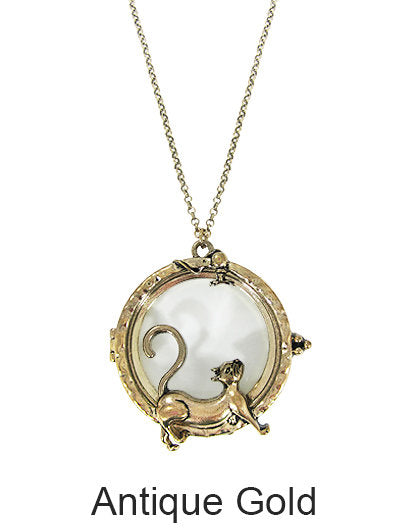 Cat & Mouse 6 Times Magnifier Magnifying Glass Side open Magnet Pendant Necklace, 30 inch plus 3 inch