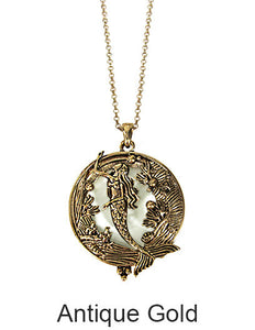 Mermaid 6 Times Magnifier Magnifying Glass Top Sliding Magnet Pendant Necklace, 30 inch plus 3 inch