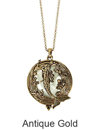 Mermaid 6 Times Magnifier Magnifying Glass Top Sliding Magnet Pendant Necklace, 30 inch plus 3 inch