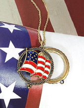 Load image into Gallery viewer, American Flag  6 Times Magnifier Magnifying Glass Top Sliding Magnet Pendant Necklace, 30 inch plus 3 inch