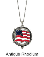 Load image into Gallery viewer, American Flag  6 Times Magnifier Magnifying Glass Top Sliding Magnet Pendant Necklace, 30 inch plus 3 inch