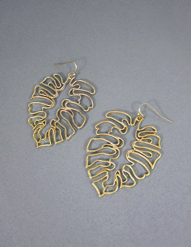 Monstera earrings Tropical plant Leaf earring Nature inspired floral leaves Long drop earrings