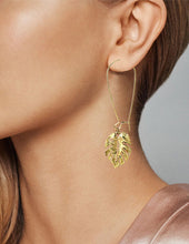 Load image into Gallery viewer, Monstera earrings Tropical plant Leaf earring Nature inspired floral leaves Hook earrings