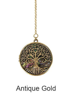 Tree of Life Abalone Locket Long Y Type Necklace