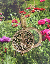 Load image into Gallery viewer, Tree of Life 6 Times Magnifier Magnifying Glass Top Sliding Magnet Pendant Necklace, 30 inch plus 3 inch