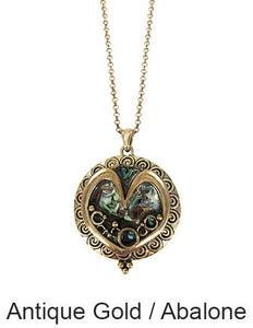 Loving Heart with Abalone  6 Times Magnifier Magnifying Glass Top Sliding Magnet Pendent Necklace, 30 inch plus 3 inch