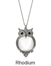 Load image into Gallery viewer, Owl 6 Times Magnifier Magnifying Glass Pendant Necklace, 30 inch plus 3 inch