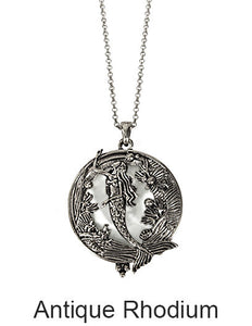 Mermaid 6 Times Magnifier Magnifying Glass Top Sliding Magnet Pendant Necklace, 30 inch plus 3 inch