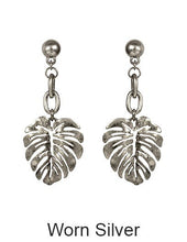 Load image into Gallery viewer, Monstera earrings Tropical plant Leaf earring Nature inspired floral leaves Post earrings