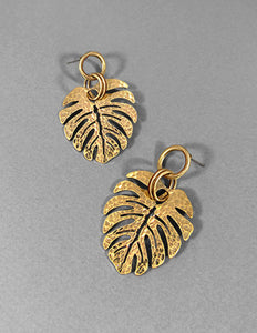 Monstera earrings Tropical plant Leaf earring Nature inspired floral leaves Post earrings