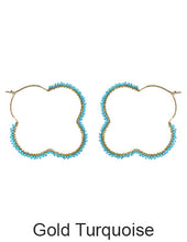 Load image into Gallery viewer, Wired Coiled Earrings, Beaded Earrings, Clover earring, Hoop earrings