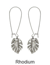 Load image into Gallery viewer, Monstera earrings Tropical plant Leaf earring Nature inspired floral leaves Hook earrings
