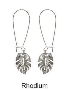 Monstera earrings Tropical plant Leaf earring Nature inspired floral leaves Hook earrings