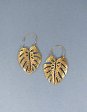 Load image into Gallery viewer, Monstera earrings Tropical plant Leaf earring Nature inspired floral leaves Hook earrings