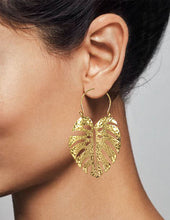 Load image into Gallery viewer, Monstera earrings Tropical plant Leaf earring Nature inspired floral leaves Hook earrings