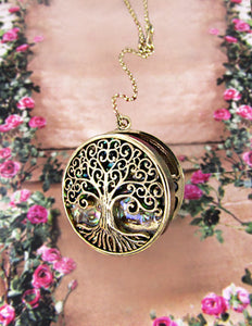 Tree of Life Abalone Locket Long Y Type Necklace