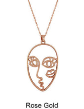 Load image into Gallery viewer, Picasso Face with Kiss Wired  Design Necklace 17 inch plus 3 inch