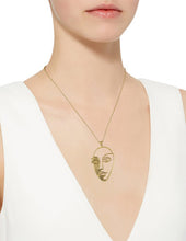 Load image into Gallery viewer, Picasso Face with Shadow Wired Design Necklace 17 inch plus 3 inch