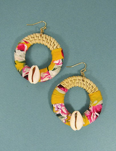 Rattan Earring, Fabric Earring, Wrap Earring, Hand Woven Earring, Natural Woven earring, Straw earring, Round shape earrings,  Post Earrings