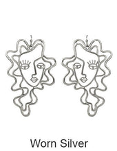 Load image into Gallery viewer, Picasso Face, Perm Girl, Abstract, face earring, Drop Dangle earring